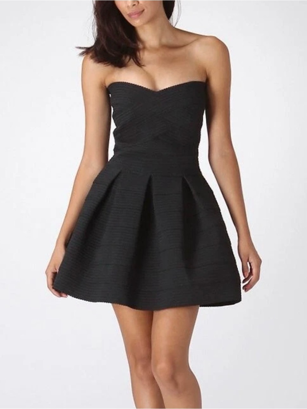 Express Strapless Black Fit-and-Flare A-Line Dress - S